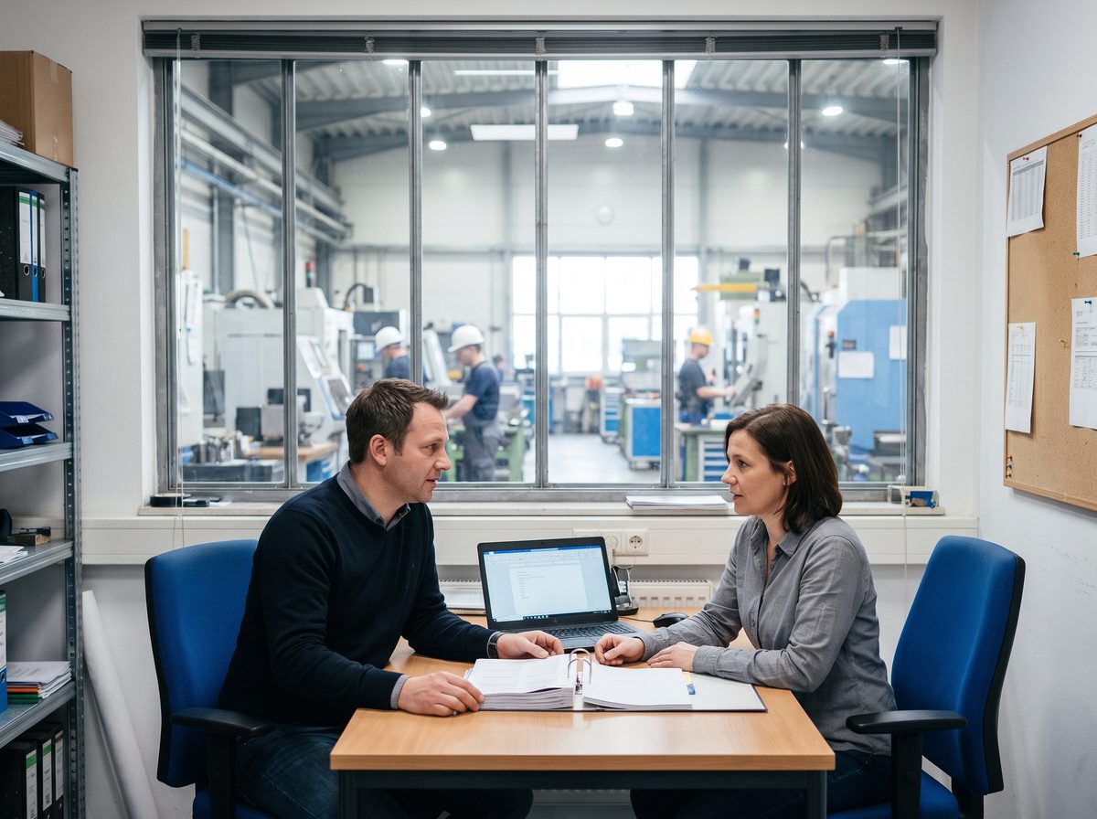 Lieferant und Kunde besprechen geforderte Nachweise